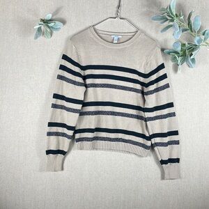Astars > Tan Striped Crew Neck Sweater Small